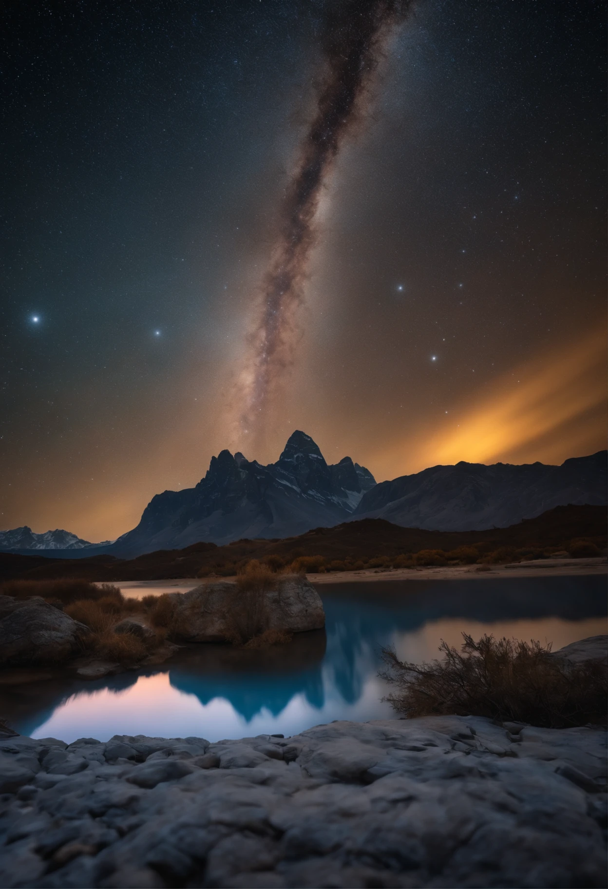 Master Parts、Superior Quality、superior image quality、The 8k quality、、Beautiful pictures of the starry sky、Two beautiful shooting stars、magnifica、Arching Milky Way