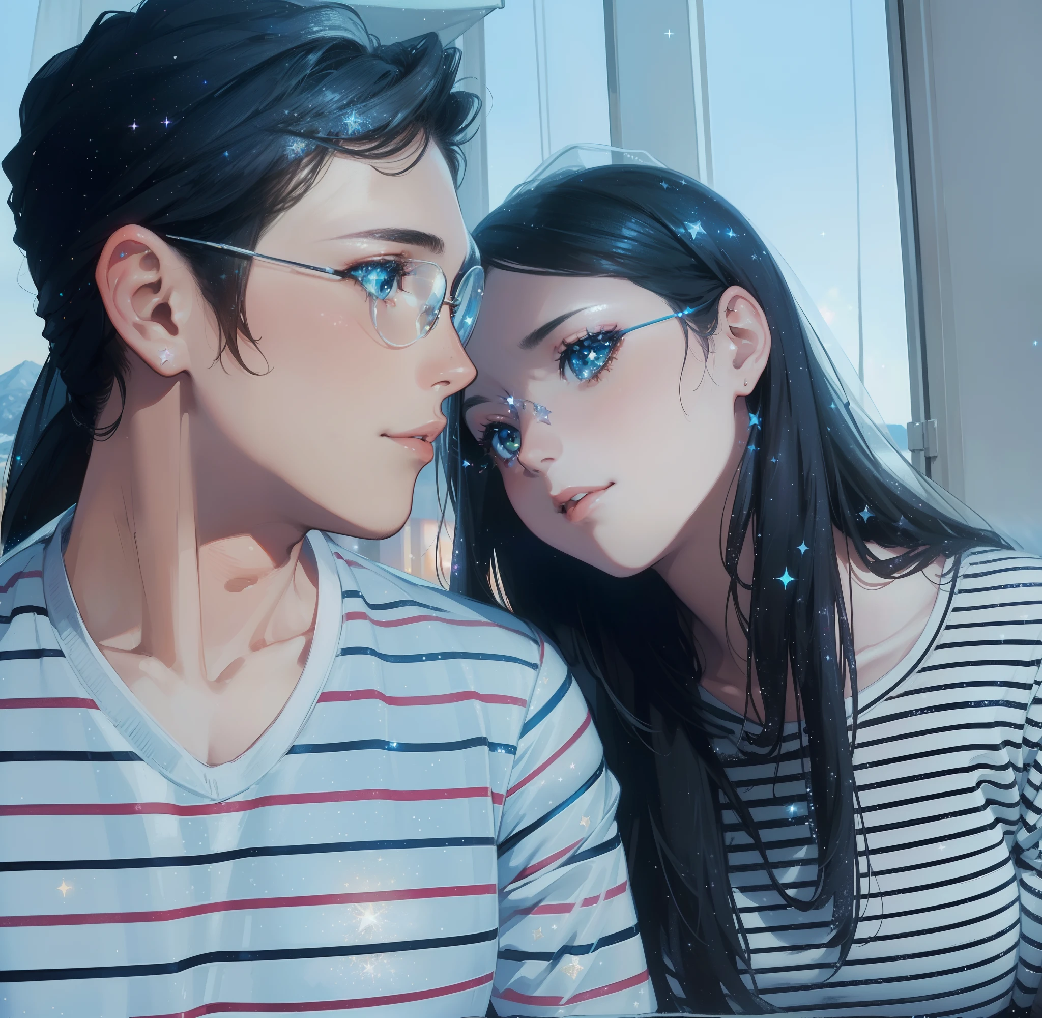((Best quality, A high resolution, Masterpiece:1.2)), (Romantic), (newlyweds:1), (Stargazing at the top of the mountain), (Spectacular sky fireworks display), (Colorful fireworks), (Giant fireworks), (Wedding dress), (suit), (glittering stars:1.5), Romantic couple photo, cinematic Film still from.