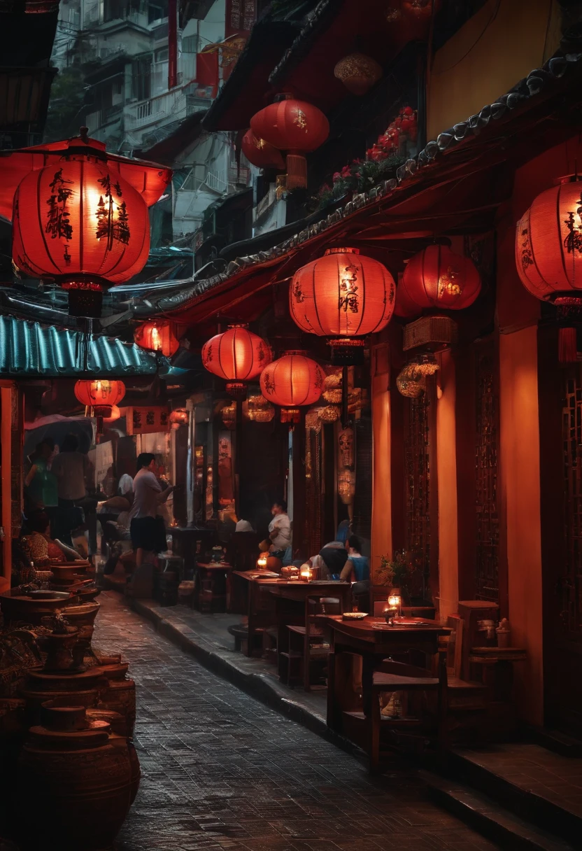 republic,hong kong,Cantonese restaurant,Tangxi,Brothel,on cheongsam,Regal,Wind and moon industry,Streets at night,pedestrians,stores,Small vendors,rickshaw,sedan chair