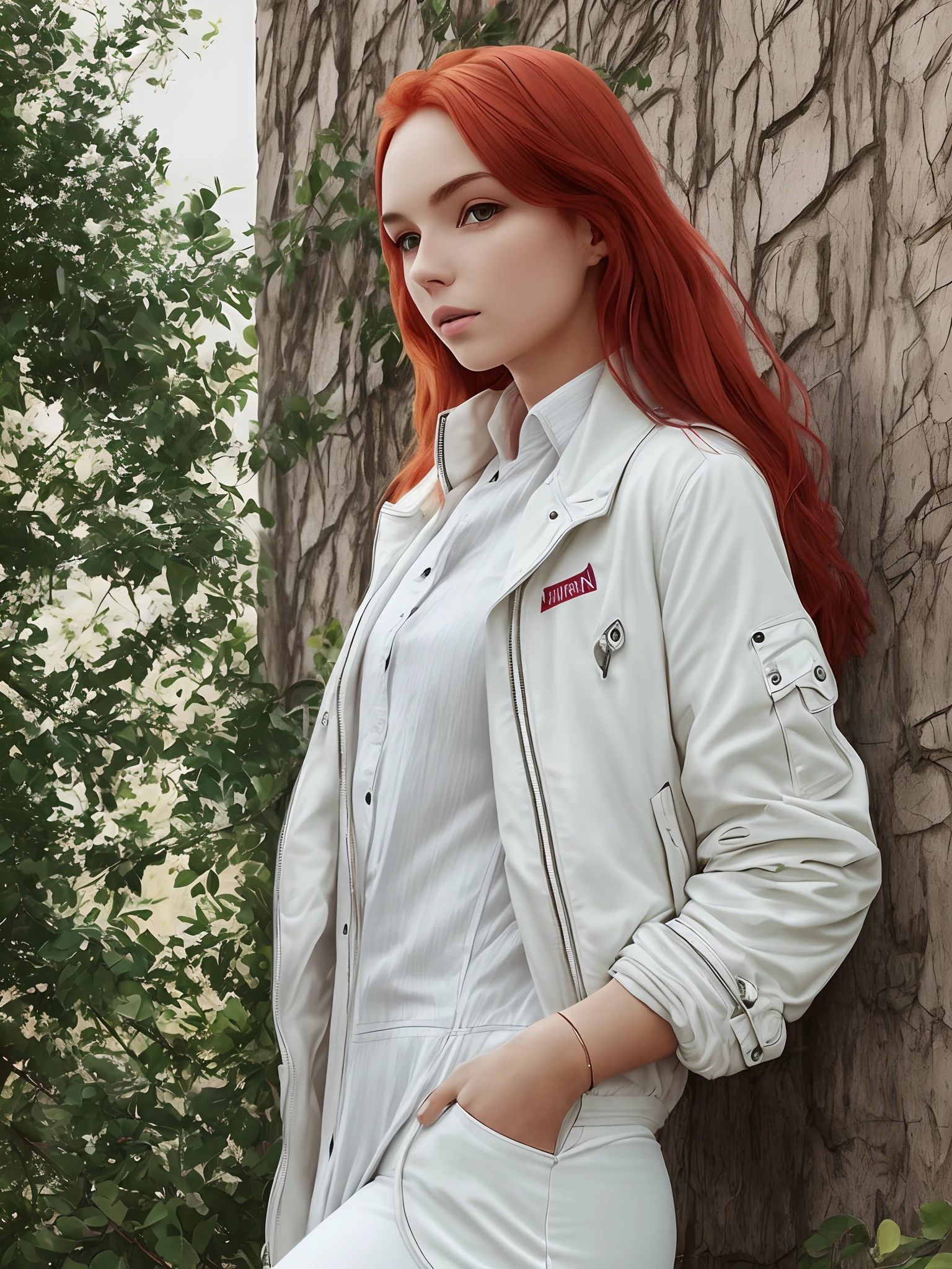 A blonde in a green long dress, a red-haired man in a white jacket and white pants --auto --s2