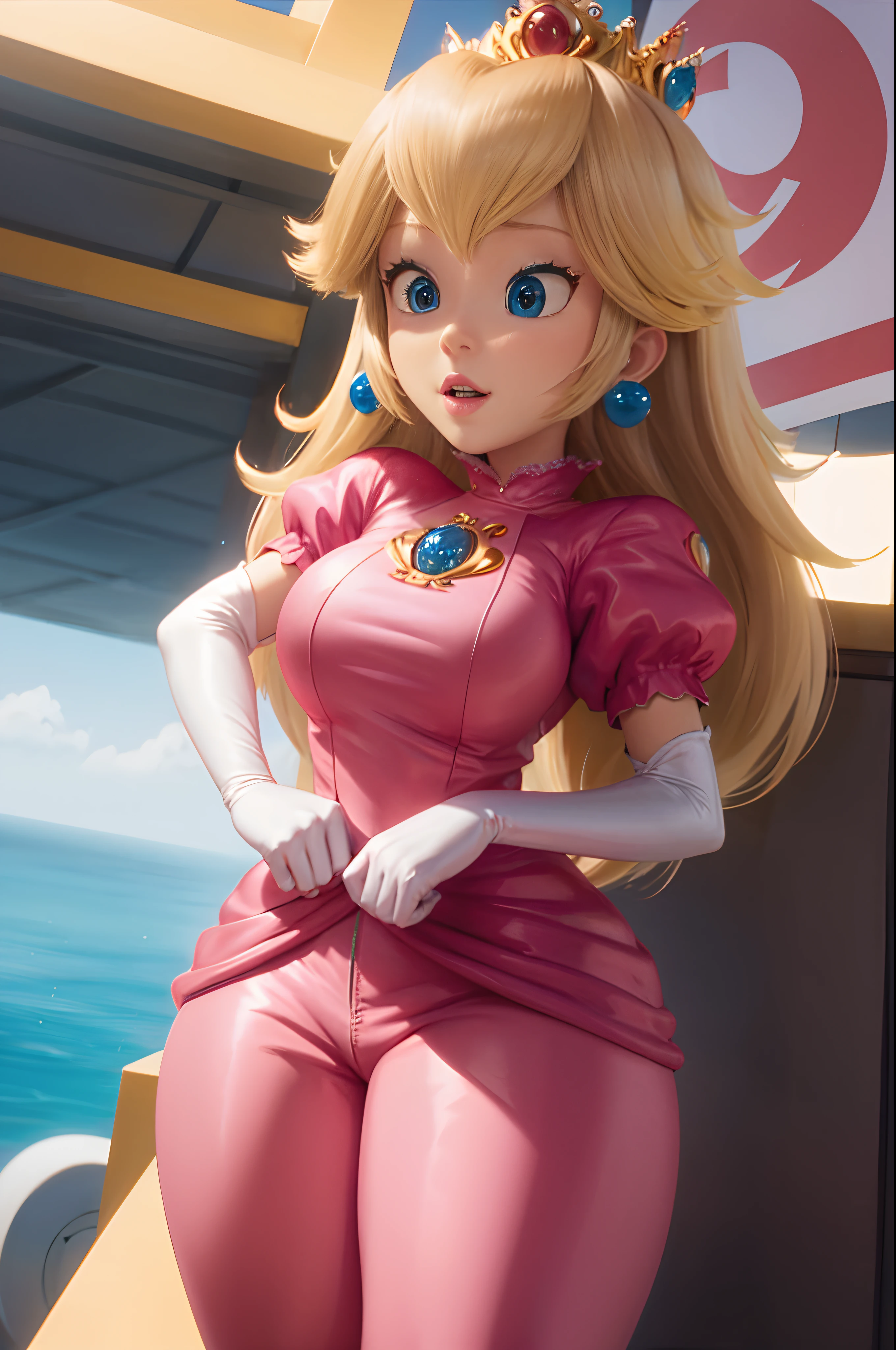 PrincessPeach,Jumpsuit ,busty, big breast, yoga pants,