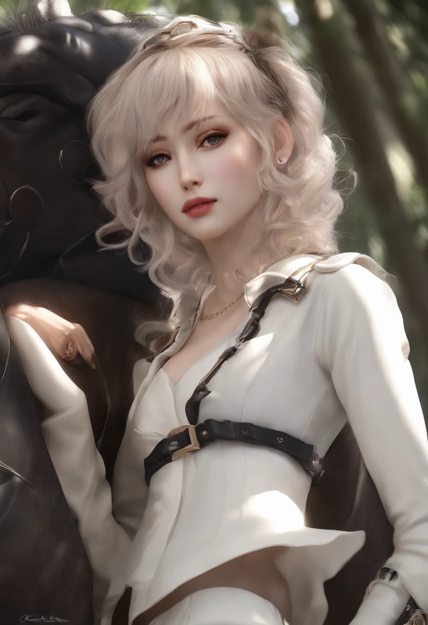 a close up of a person holding a woman in a costume, 2 b, 2b, johan liebert mixed with alucard, v from devil may cry as an elf, female protagonist 👀 :8, inspired by Leng Mei, from girls frontline, 🌺 cgsociety, inspired by Leon Chwistek, highly detailed exquisite fanart, inspired by Li Chevalier --auto --s2