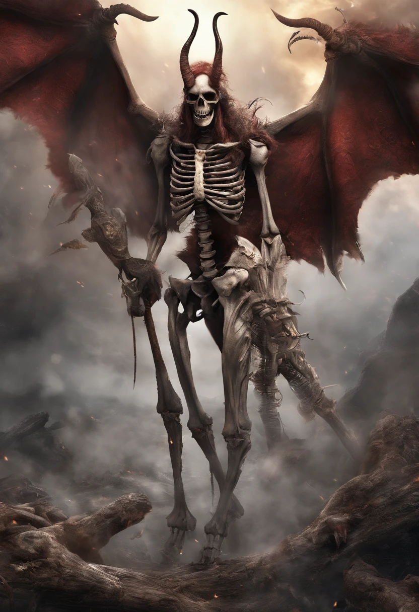 Fine matte painting, skeleton dark angel big wings haunted castle on drawing table full of knives, horror, spookiness, scary, secret horror, tentacles, vines, eyes, uncanny valley effect teeth, limbs, animals, blood moon