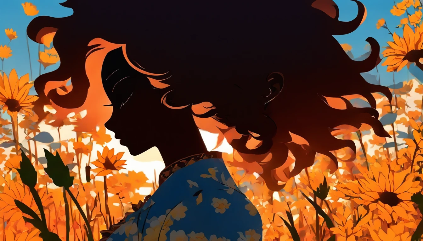 (Silhouette Art,cutouts:1.6) (((Paper cutting art,A world where only white exists:1.3) (Cowboy Shot),1 girl、Solo, (summer dress, profile:1.2),white, Clear and beautiful face,Romper (blue open sky、white clouds、Yellow sunflower) Textured glass background,World of Tarot Cards、summer feel