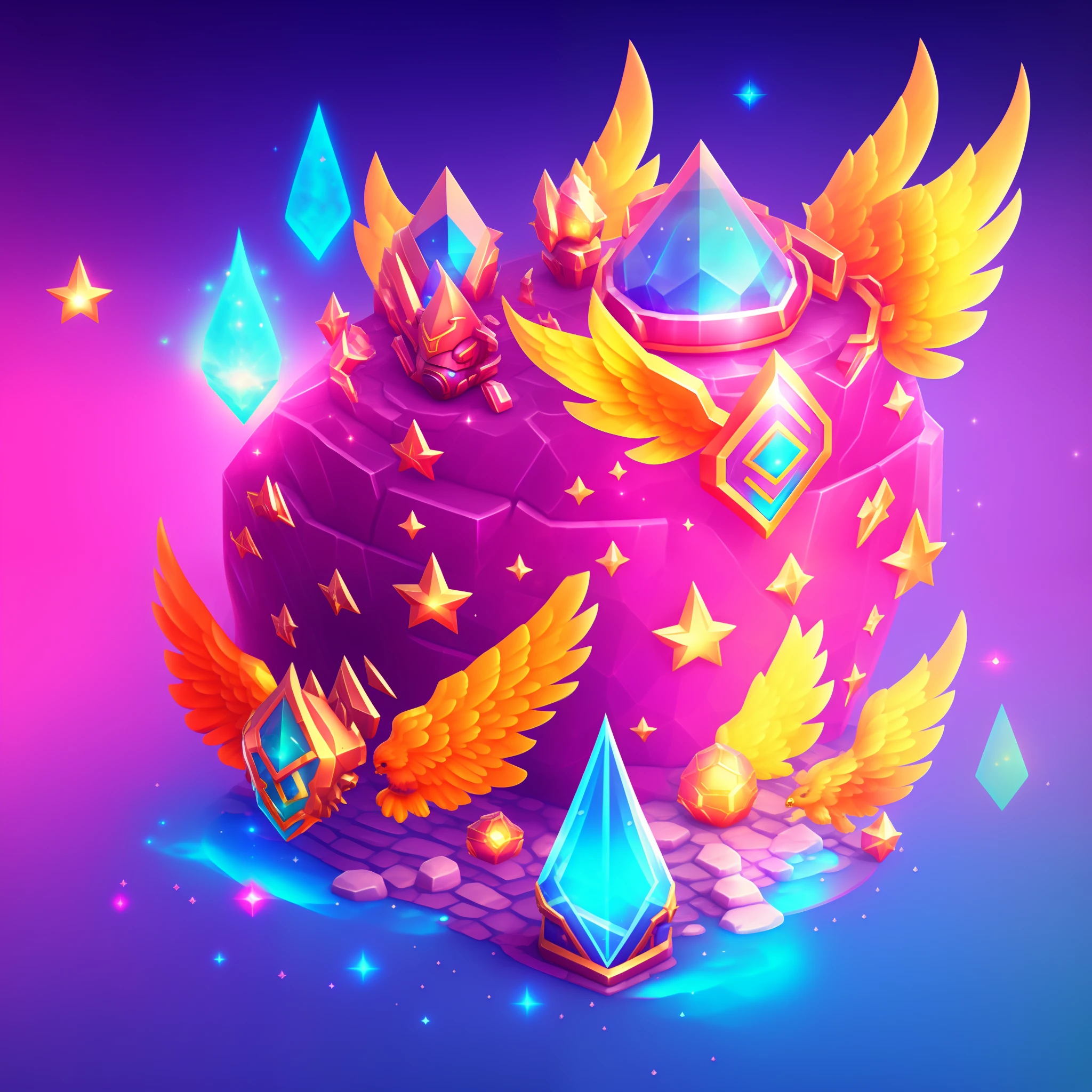 Close up of car and diamond on colorful background, Glass helmet and pigeon wings, Item Art, star guardians, 3 d icon for mobile game, Magic artifacts, Heartstone Original Art Style, magical items, star guardian inspired, Shiny Gem, maplestory mouse, Shiny gemstones, ornate gem in pommel, angelic halo, shiny armor