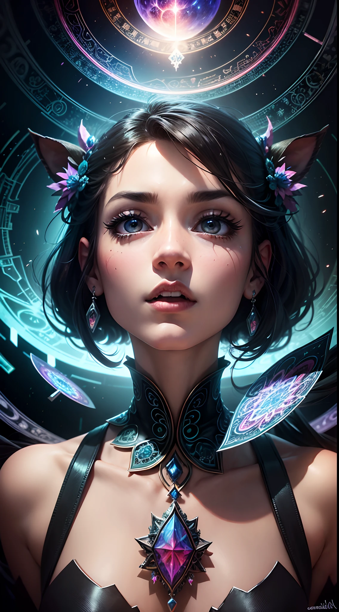 Embark on a mind-blowing journey through a realm of hyper-hallucinatory fantasy in digital art. Let your creativity run wild as you conjure up a fantastical world where the boundaries of imagination are broken. Use a kaleidoscope of colors, detalhes intrincados, and surreal elements to create an immersive visual experience that defies logic and reason. Esta obra de arte deve transportar os espectadores para um lugar onde a fantasia reina suprema, inviting them to explore the depths of hyper-hallucinatory wonder.