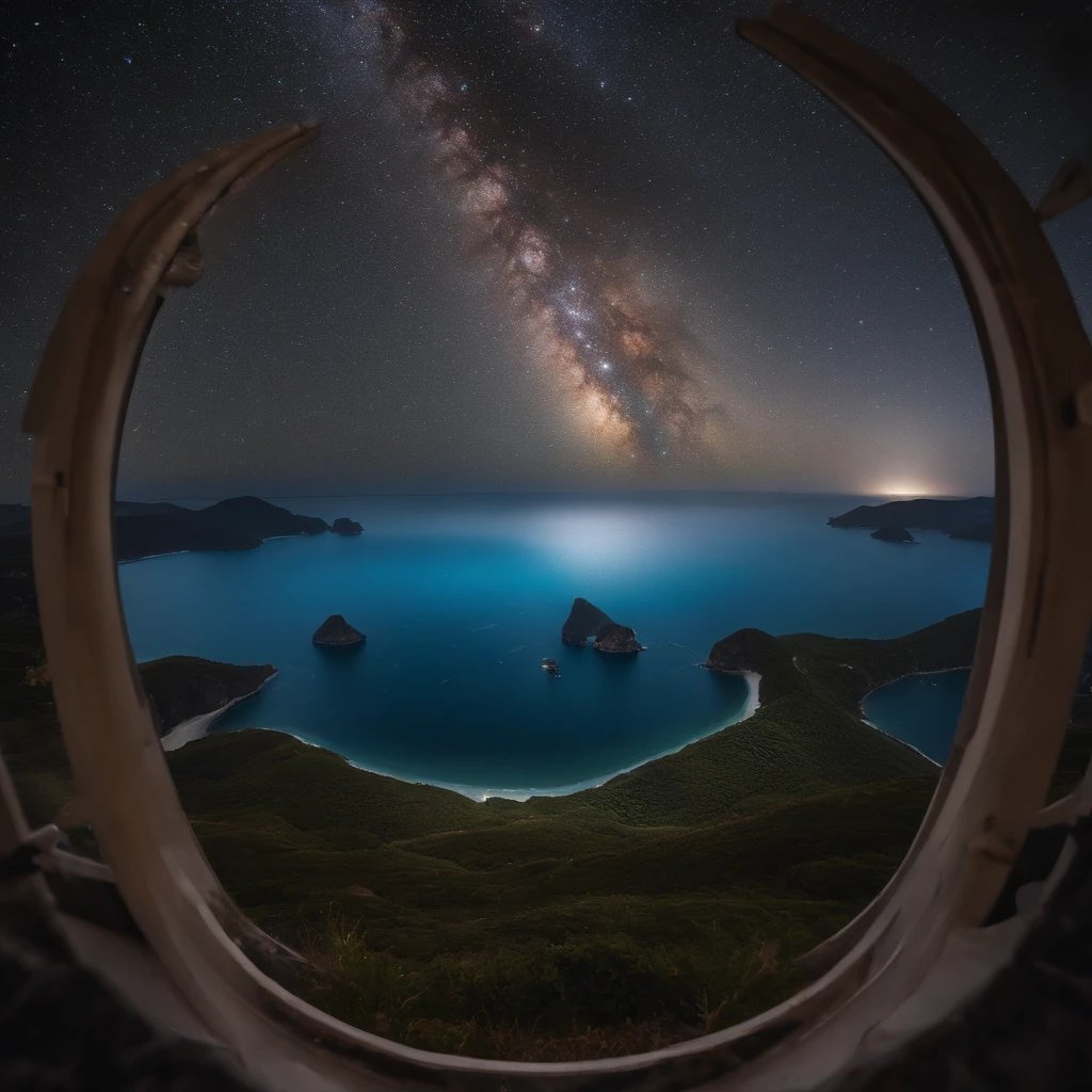 Master Parts、Superior Quality、superior image quality、The 8k quality、、Beautiful pictures of the starry sky、Two beautiful shooting stars、magnifica、Arched Milky Way、The Milky Way seen across the ocean