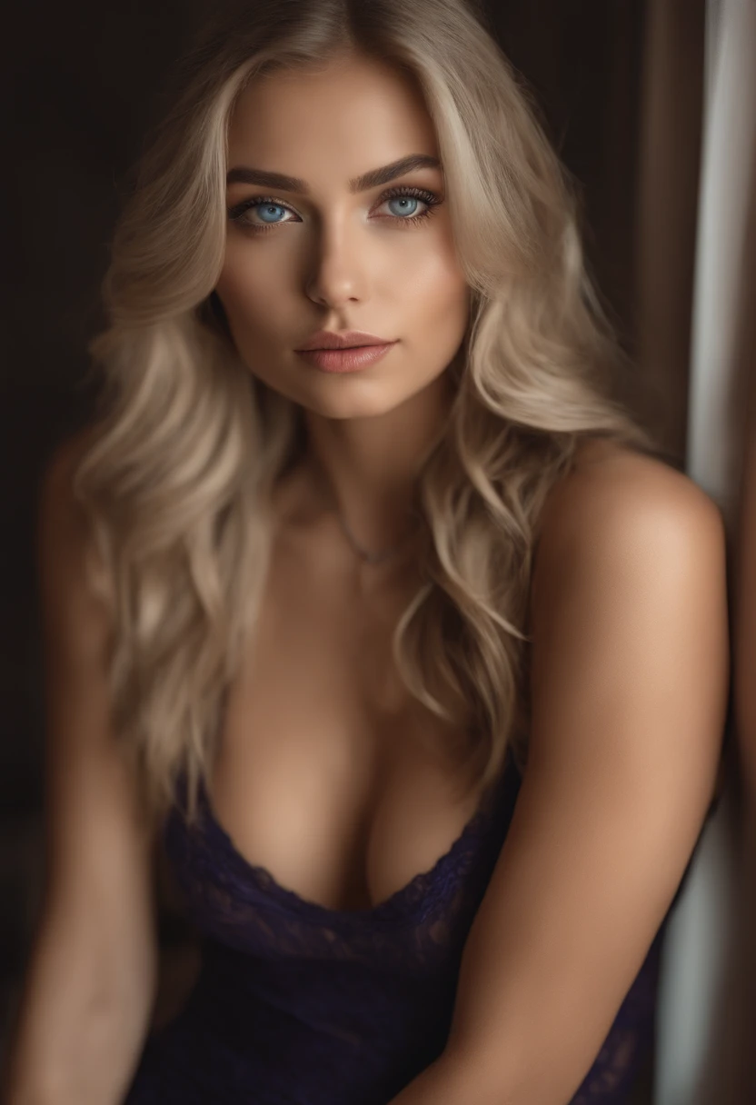 woman with matching tank top and panties, Sexy girl with blue eyes, portrait sophie mudd, portrait corinna kopf, blonde hair and large eyes, Selfie einer jungen Frau, Augen im Schlafzimmer, Violet Myers, ohne Make-up, Natural makeup, Blick direkt in die Kamera, Gesicht mit Artgram, dezentes Make-up, Stunning full body shot, im Club, Spaltung