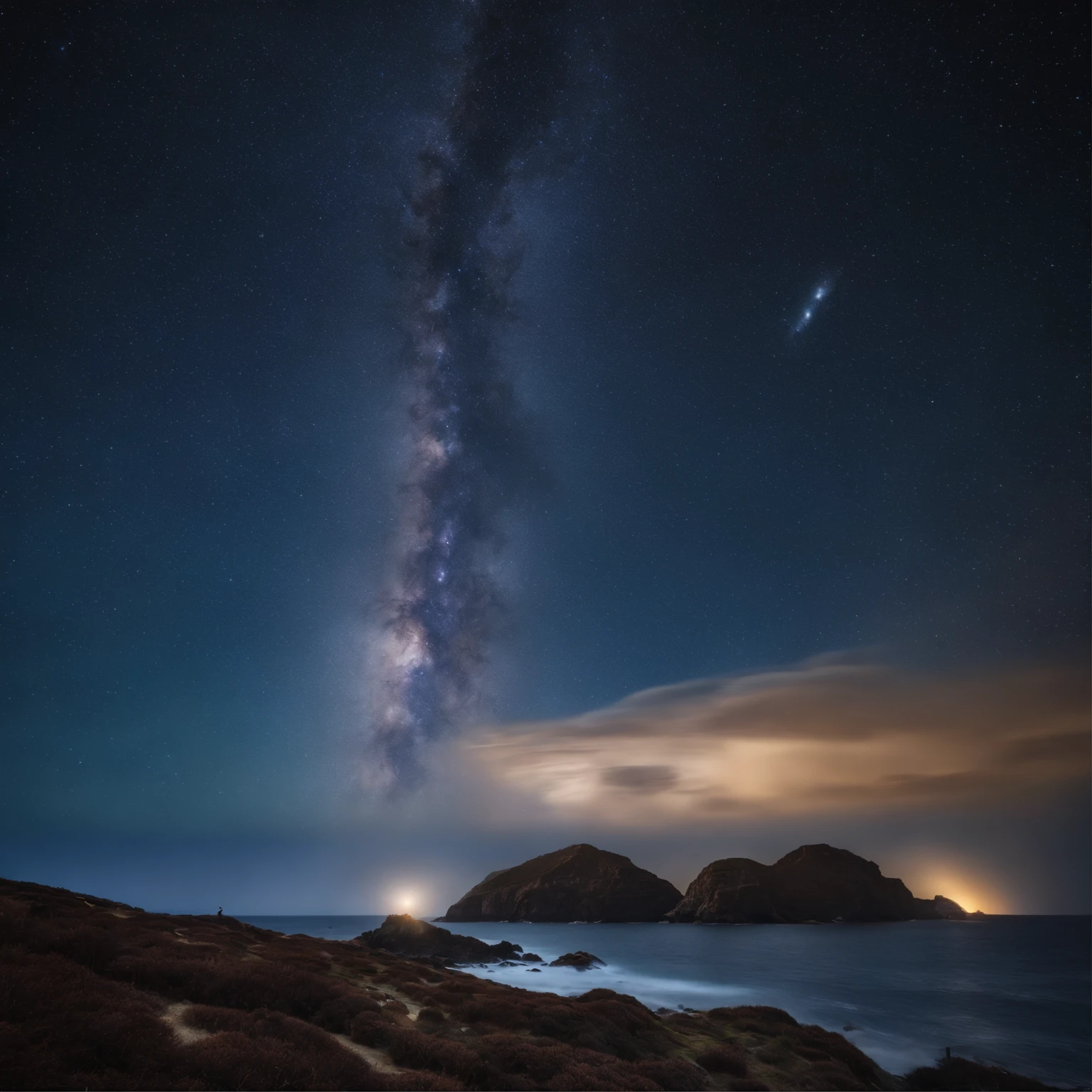 Master Parts、Superior Quality、superior image quality、The 8k quality、、Beautiful pictures of the starry sky、Two beautiful shooting stars、magnifica、Arched Milky Way、The Milky Way seen across the ocean