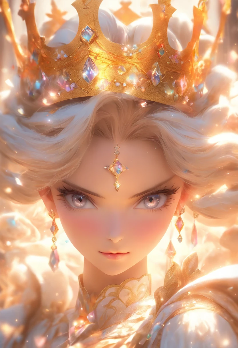 There is a woman in white dress,with a crown on her head, A beautiful fantasy queen, ((beautiful fantasy empress)), portrait of a princess, Guviz-style artwork. 5D CGI anime fantasy artwork, 8k high quality detail art