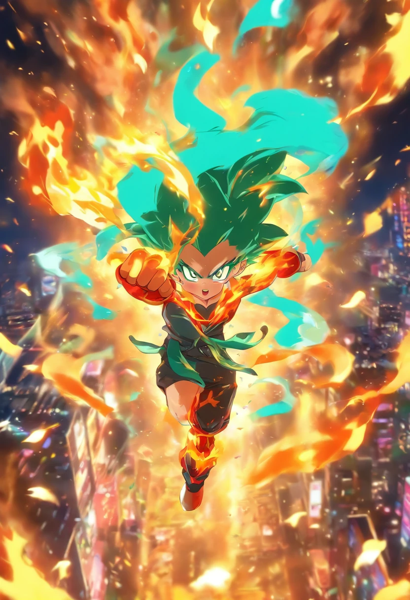 With fire、Eau、grassy、Electric element cartoon arm Cover of the picture, game case, Case, Game art, collectible card art, full subject shown in photo,  designed for cozy aesthetics!, fire type, full art illustration, fluffy ebay product, full art, !!Highly detailed!!, Magical party style, highly detailed shot, background artwork