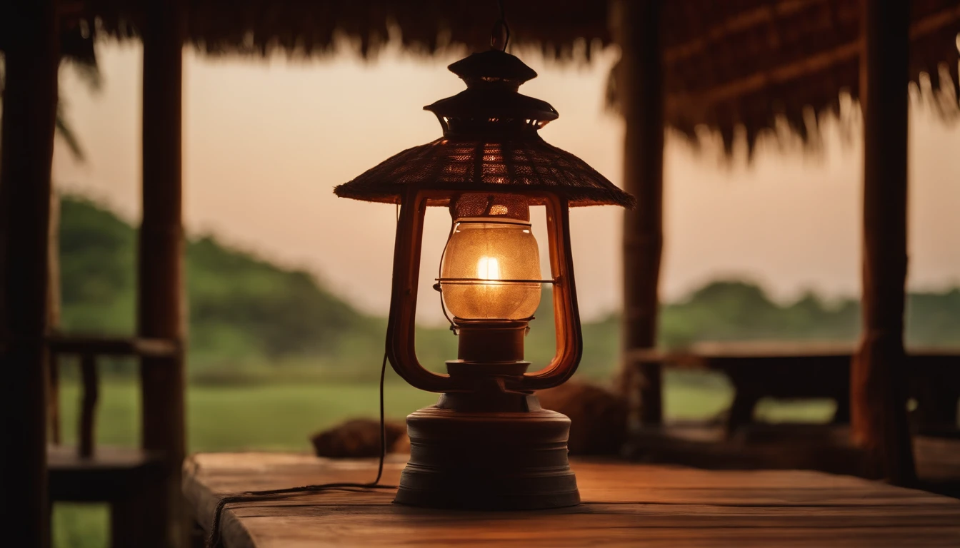 Ancient Thai House, Ancient straw huts, Antique Lamp