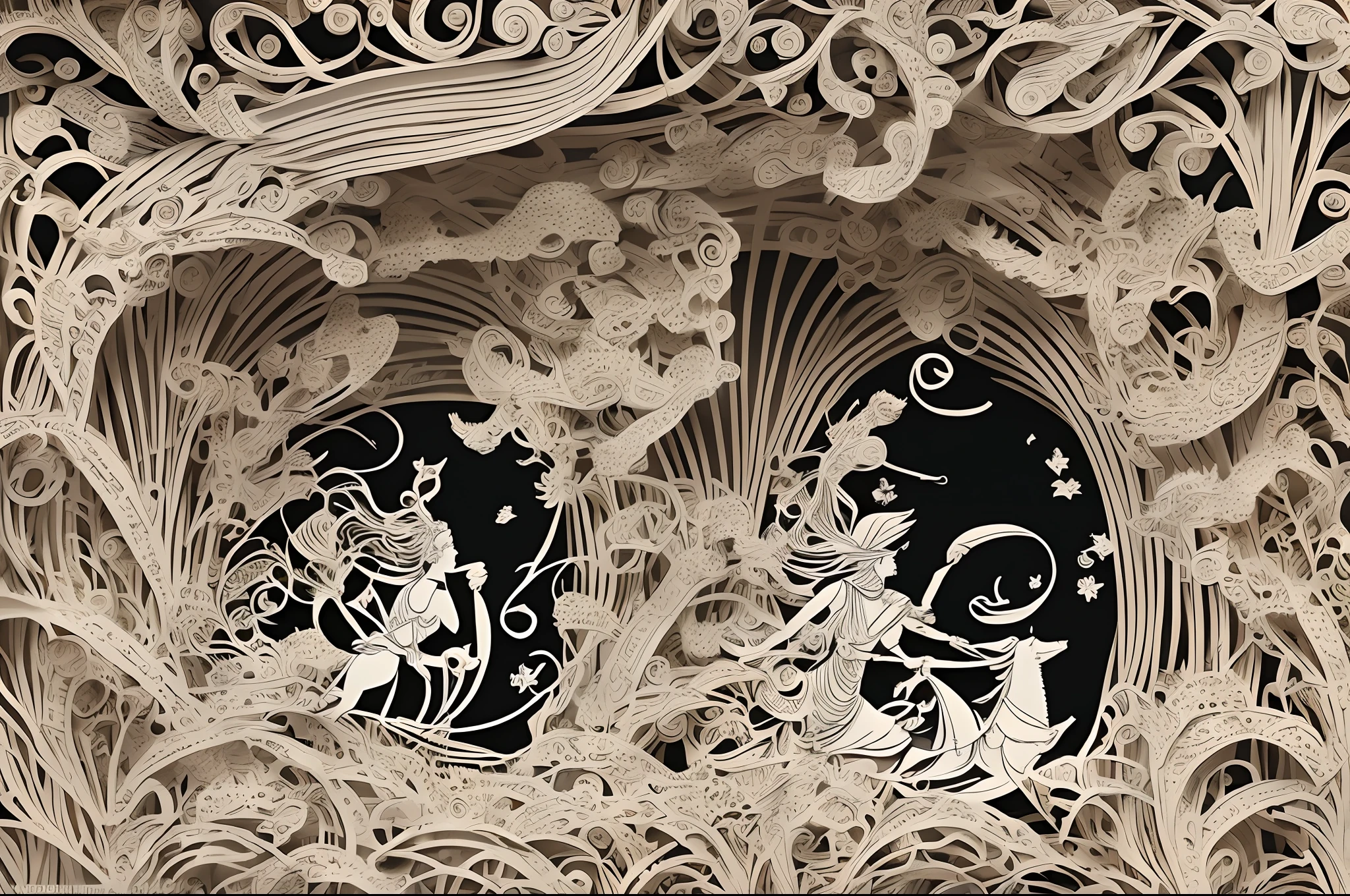 (best quality, high resolution, masterpiece: 1.2), (paper cut art: 1.52), (traditional medium, Chinese culture, handmade: 1.43), elaborate details, vibrant colors, folk art, scissor cutting, carving on paper, paper craft, exquisite patterns, cultural heritage, precise technique, meticulous workmanship, authentic craftsmanship, narrative storytelling, folk inspirations, symbolism, rich cultural symbols, delicate paper sculptures, shadow play effects, works of art three-dimensional, complex designs, depth and visual texture, abstract expressionism on paper, fun and whimsical, dreamy compositions. atmosphere, contrast of lights and shadows, stylized figures and landscapes, dynamic movements and gestures, dramatic scenes, portraits of historical figures, mythological creatures, harmony between nature and humans, celebration of life and traditions