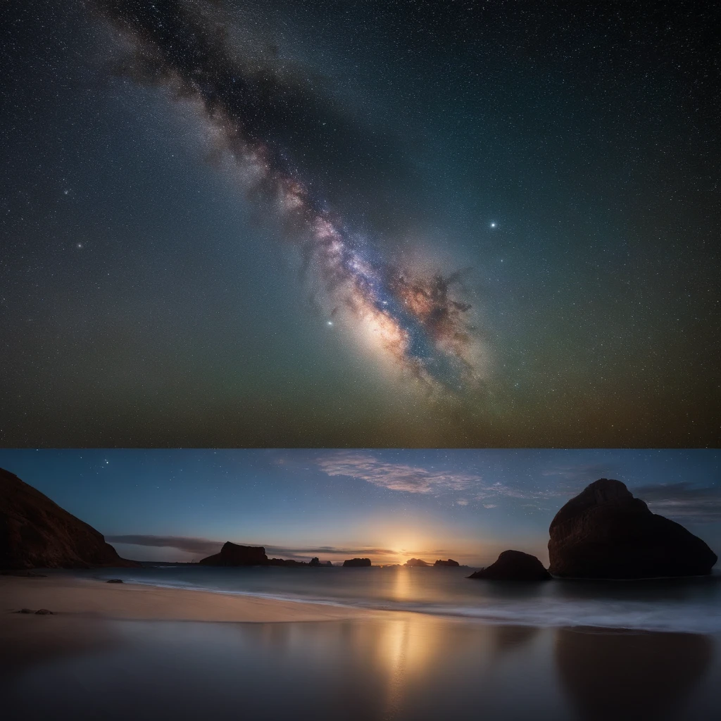 Master Parts、Superior Quality、superior image quality、The 8k quality、、Beautiful pictures of the starry sky、magnifica、Arched Milky Way、The Milky Way seen across the ocean