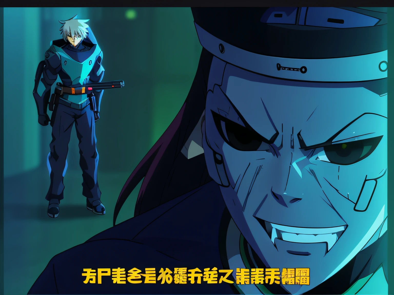 The smile is very bright,Anime characters with long faces, redline anime movie style, screenshot from the anime film, cutscene footage, 2 d anime style, 中 国 鬼 节, incredible anime movie scene, video game cutscene, Otaku Gangasta, style of madhouse studio anime, style of duelyst, cinematics