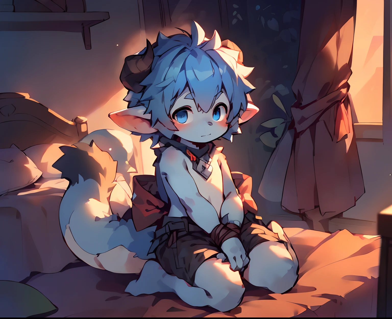 (ambiente dark:0.8),Masterpiece,High quality,abstract res,Digital painting\(artwork of a\), by Dagasi, Yupa,Kiyosan,(anthro,Fluffy fur,Character focus:1.1),Short hair,eyes with brightness, in a panoramic view, Character focus.(detailedbackground:0.7), 独奏, shaggy, shaggy male, malefocus, Around eight years old(Full Body Furry, Fluffy tail, Green fur，red color eyes, 1.2), (Species: peacock，the little prince：1.2）（Morning：1.1）Sunny and cheerful，adolable，Green hair，No clothes，sitting on an royal throne，With a crown，He had a solid gold fan in his hand，Noble，ellegance