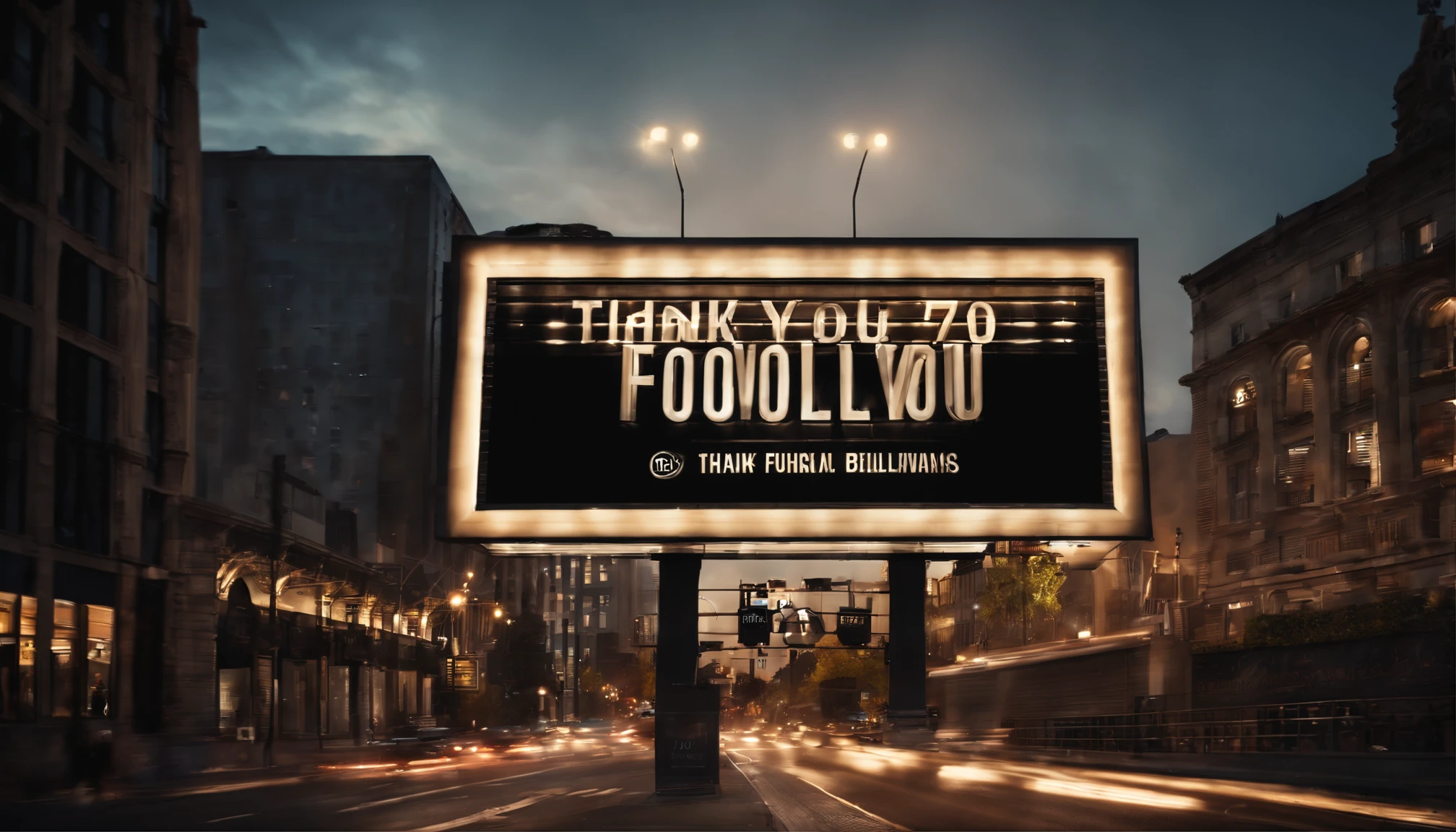 Billboard, city, "Thank you 700 followers" written on billboard, urban,