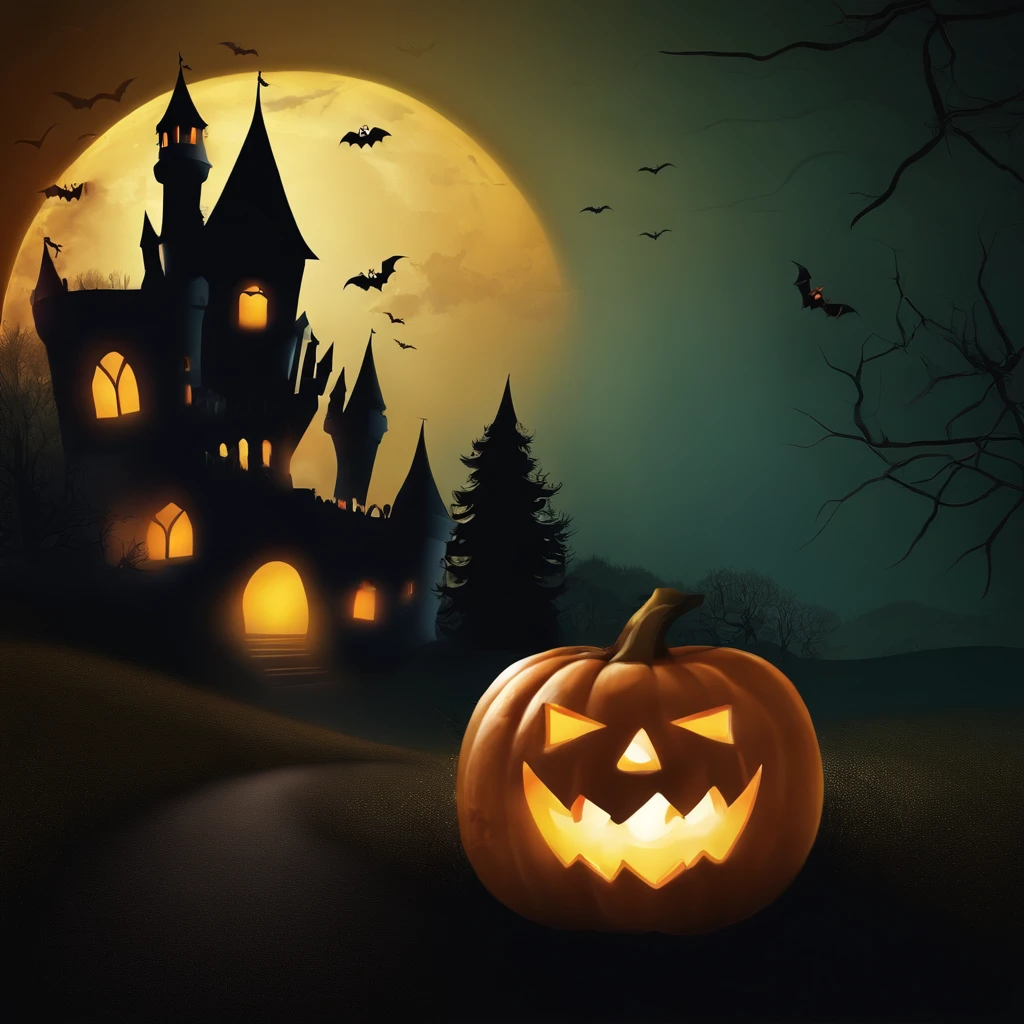Halloween background with pumpkin and castle, halloween celebration, Halloween, halloween wallpaper with ghosts, halloween theme, halloween atmosphere, spooky halloween fun, halloween night, in a halloween style, terroral》, horror”, creepy themed, halloween scene, spooky halloween night, Trick or Treat, ❤🔥🍄🌪, 8K)), header text”
