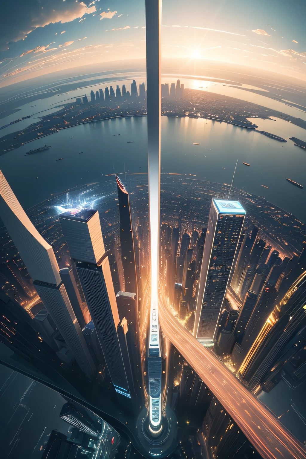 In a sprawling futuristic cityscape, magnificent skyscrapers with sleek, glass exteriors soar into the endless expanse of the sky. The city's meticulously planned layout features a labyrinth of roads, bridges, and walkways, intertwining seamlessly with towering buildings and verdant green spaces. A bustling hub of human activity unfolds beneath the gleaming facade, showcasing a bustling metropolis where advanced transportation systems quietly glide through the air on shimmering magnetic levitation tracks.
As you immerse yourself in the 360-degree panorama, your eyes are drawn to the intricate details adorning the city's skyline. Gigantic holographic billboards project vibrant advertisements and captivating art displays, showcasing the creative synergy between technology and imagination. The buildings themselves are adorned with interactive LED panels that change colors and patterns, reflecting the dynamic energy coursing through the city.
The scene is brought to life with the crisp, high-definition graphics and realistic lighting effects, courtesy of advanced rendering engines like Octane. Soft rays of sunlight filter through the towering structures, casting a warm, golden glow on bustling streets below. The surrounding landscape boasts meticulously landscaped gardens, rooftop parks, and vertical farms, seamlessly blending nature with the advancements of urban living.
In this futuristic metropolis, the possibilities are endless. The cityscape is dotted with aerial drones, autonomous vehicles, and advanced AI systems, seamlessly integrated to ensure efficiency and convenience. As you traverse the city streets, you can't help but feel a sense of awe and wonder at the harmonious coexistence of humanity and technology in this cybernetic wonderland.
Through the lenses of virtual reality, this urban landscape comes to life in stunning detail, capturing every pixel of the awe-inspiring future that awaits. Step into the vibrant tapestry of the future city, wh