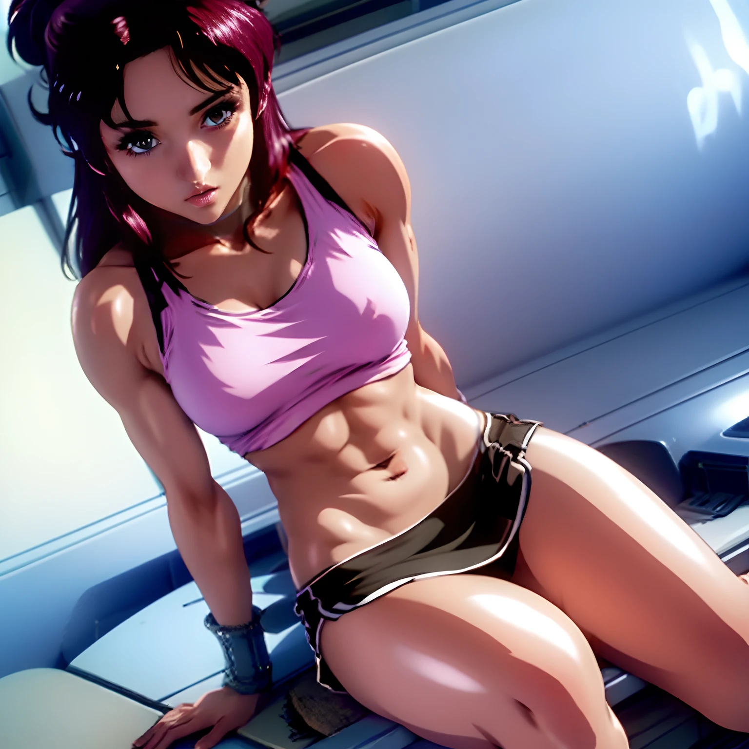 Frey Ulster、On deck、a miniskirt、Tank Tops、Glossy appearance、beautiful thigh、Beautiful facial features、full bodyesbian、