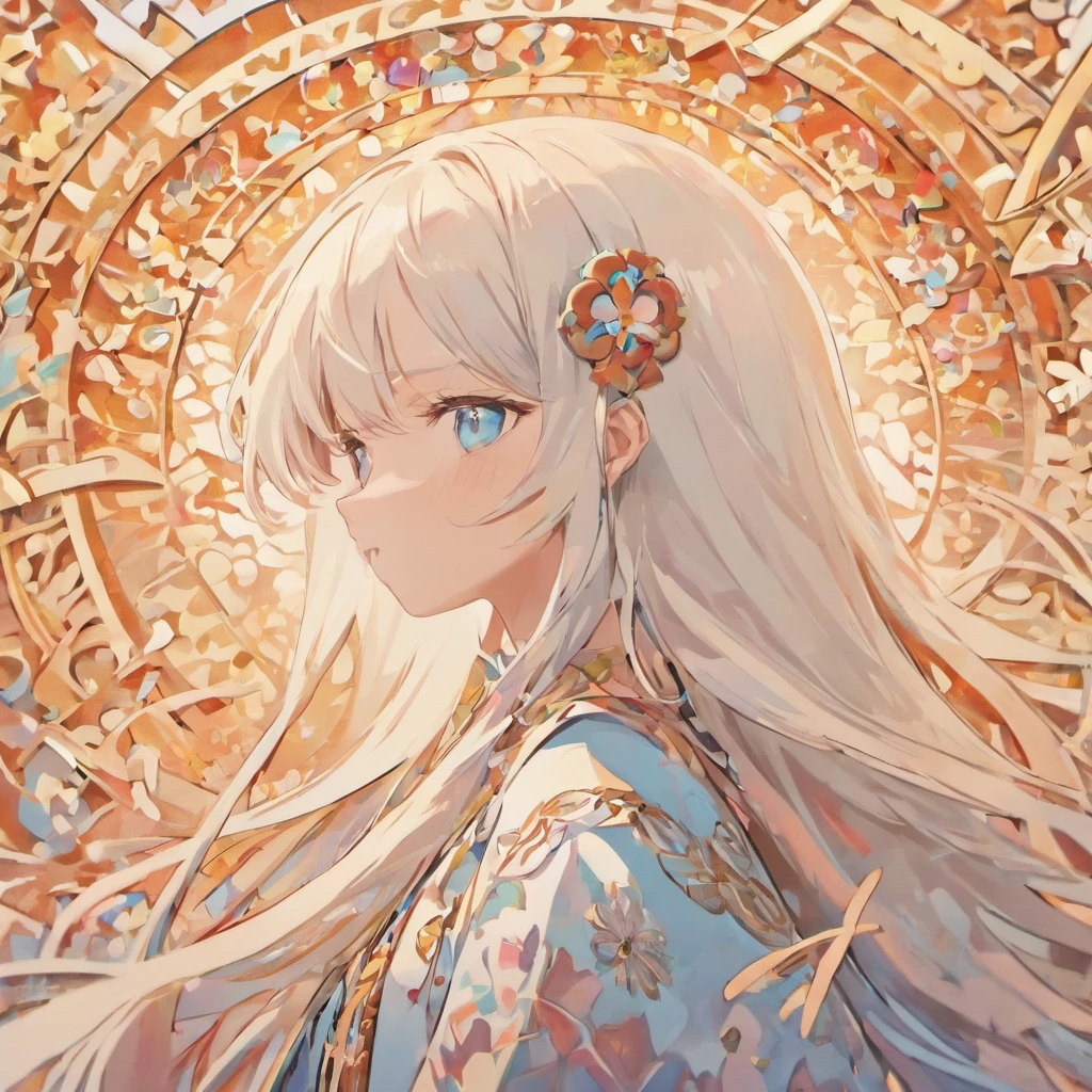 (White background:1.4),(Silhouette of a girl's head, Eyes closed, colorfull long hair, Oriental elements),(Chinese illustration:1.3,paper art:1.3, Quilted paper art:1.2),( reasonable design, Clear lines, High sharpness,Best quality, Very detailed, Masterpiece, movie light effect, 4K )