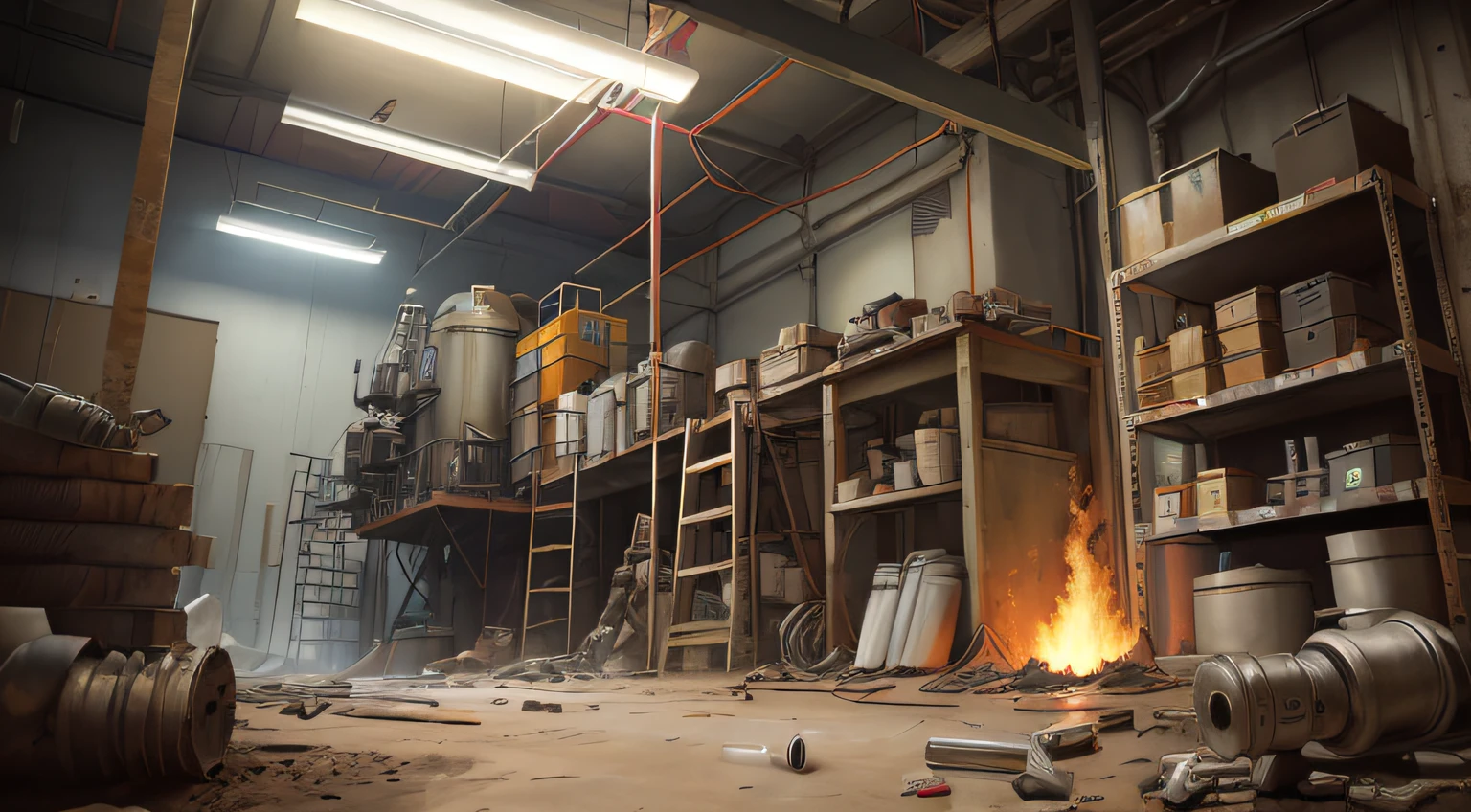 Masterpiece, Best quality, Ultra-detailed, illustration, 1girll, Solo, Shiny, Reflective, latex, Coveralls, voluptuous, Body, crouched, Detailed, Work shoes, Messy, workshop, industry, High heels, black, Red, Silver, Metallic, mitts, goggles, Protective, equipment, Machinery, Tools, spark of light, Dirt, Dirt, oil, Dirt stains cov, Sweat, exhaust, pipelines, gauges, dials, macaron, levers, cable wires, electrical wires, hydraulic, system, Hydraulic presses, Crane, pulley, welding, torches, grinding machine, talim, saw, Hammer, Screwdriver, wrench, pincers, Tom, kit, fire extinguisher, first aid kit, Airy, pipelines, light fixtures, emergency exit, caution signs, Warning tape, Posters, Calendar, coffee mug, Dirty, work table, Storage, shelves, cas, Lockers, hardhat, Safety vest, ear cover, face guard, respirator, Smoke, smog, detritos, Concrete floor, concrete wall, Metal beams, rivet, bolts, screws, nuts, washer, Chains, ropes, crochet, sandwiched, magnet, bearings, lube, fluids, solvents, Adhesive, lubrication, Maintenance, repair, overhauled, Upgrade, Fitted, Assembly, fabricate, Customization, mockup, Research, Development, Prov, quality control, Inspection, Certification, compliance, conditioning, Standard, efficiency, productivity, Innovative, excellence, Satisfaction, Teamwork, Dedication, Professionalism, empowering, diversity, equal, respect, Safety culture, Industrial fashion, Sci-fi, Cyberpunk, dystopian