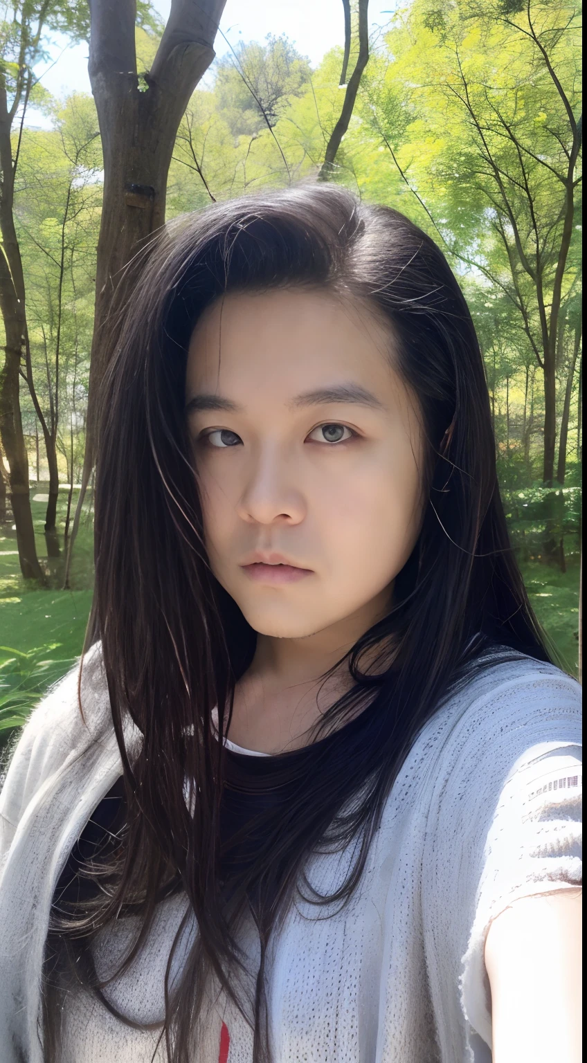 of a guy,long whitr hair,Black hair,Handsome,Deep eyes,full bodyesbian,Wear Hanfu,Black Hanfu,Black Buhan followed,Ancient wind,Contour light,The background is blurred out