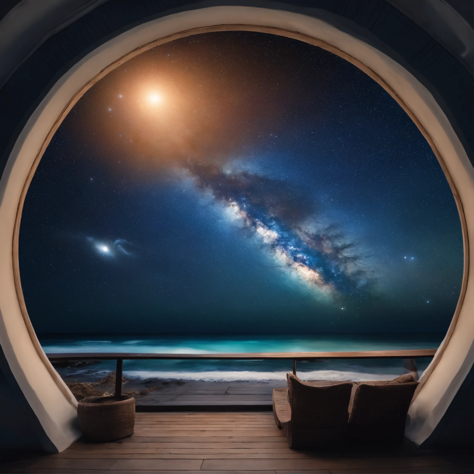Master Parts、Superior Quality、superior image quality、The 8k quality、、Beautiful pictures of the starry sky、magnifica、Arched Milky Way、The Milky Way seen across the ocean