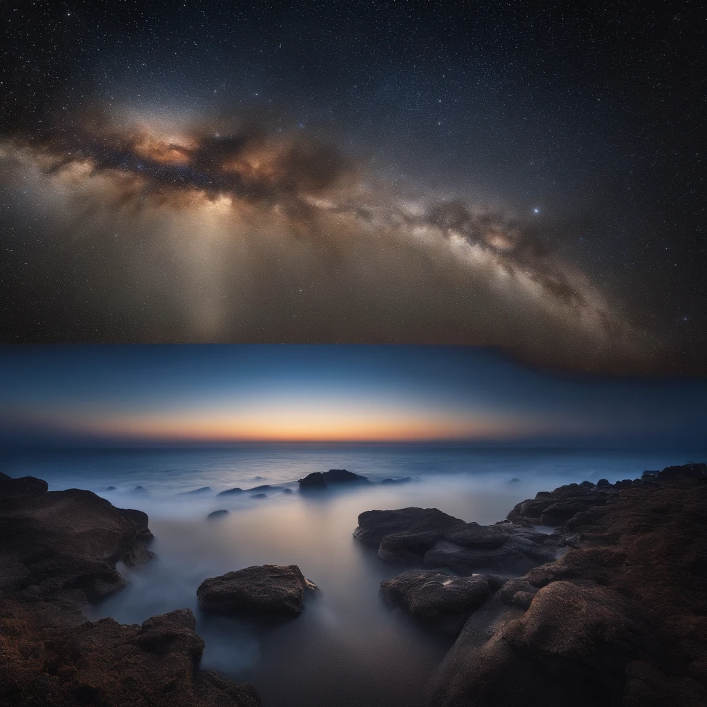 Master Parts、Superior Quality、superior image quality、The 8k quality、、Beautiful pictures of the starry sky、magnifica、Arched Milky Way、The Milky Way seen across the ocean
