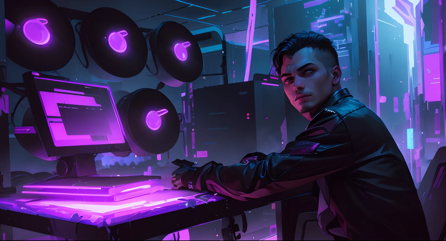 Change background cyberpunk handsome