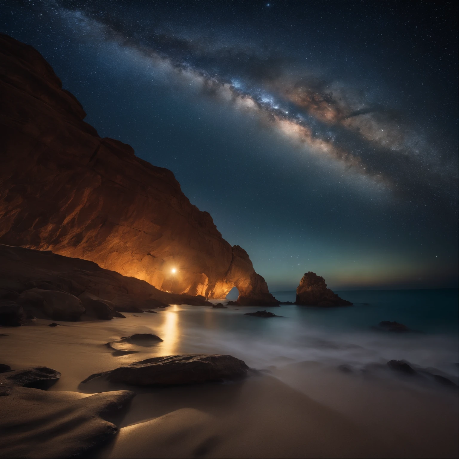 Master Parts、Superior Quality、superior image quality、The 8k quality、、Beautiful pictures of the starry sky、magnifica、Arched Milky Way、The Milky Way seen across the ocean