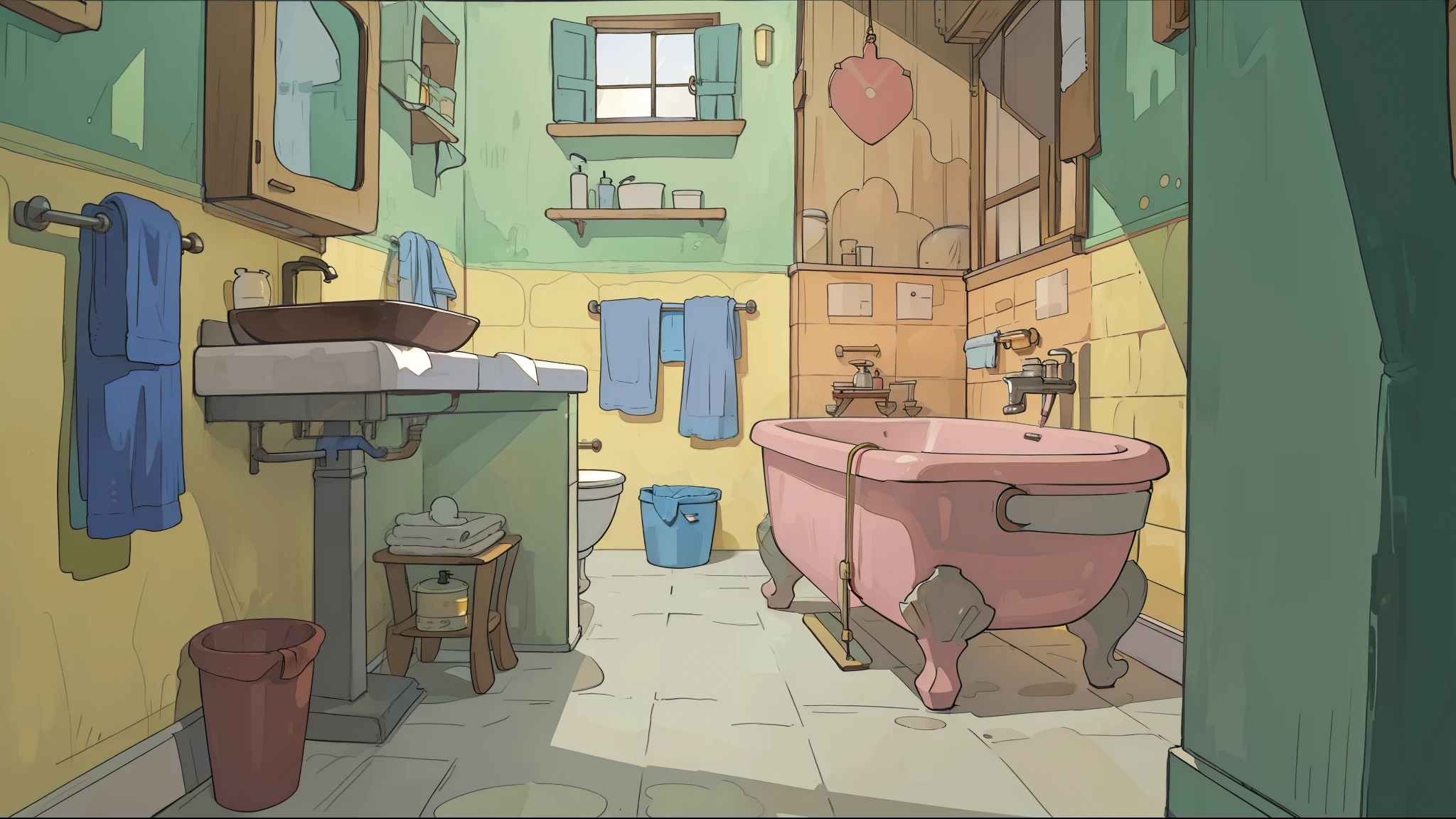 Casa con dormitorio,sala de estar,cocina,Bathroom Day is night in 2D