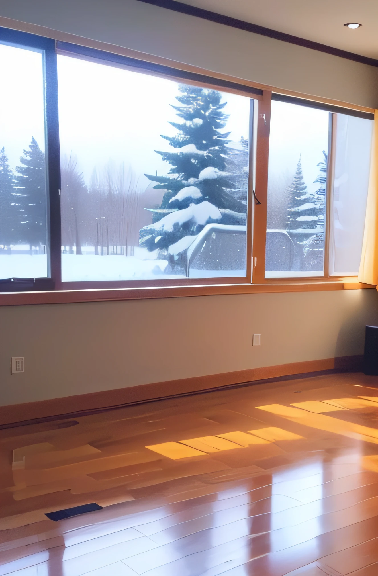 Living room floor floor Floor to ceiling windows Winter