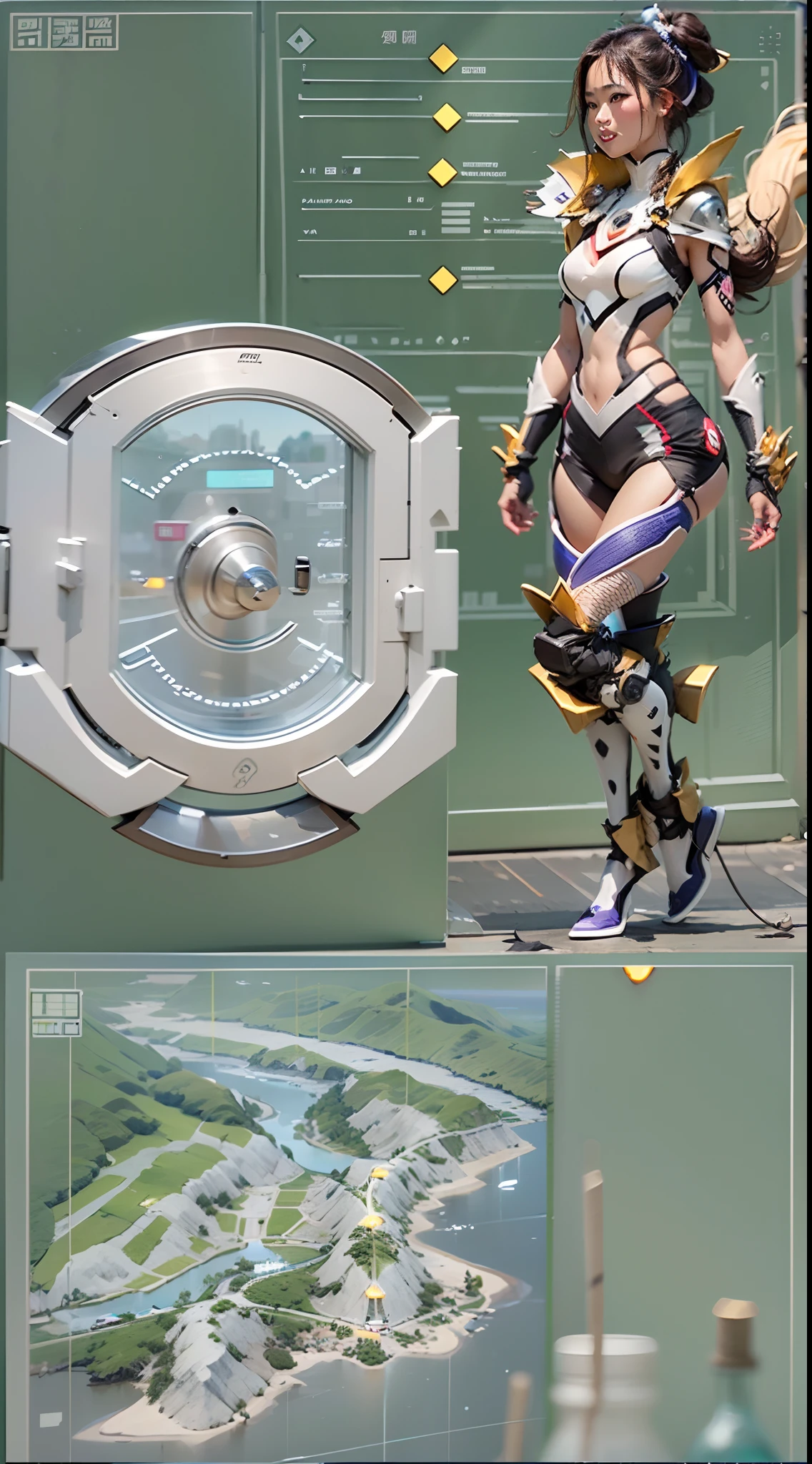 In a very grand scene,The extra-large wide-angle lens captures the appearance of a female centaur。She is tall,It has the ultimate curvy beauty,The muscles are slender and firm,Beautiful lines。Her facial features are tough and coquettish,Always with a sunny smile。She wears special tight-fitting equipment with a strong sense of technology,Step on multifunctional off-road style heels,Delicate and practical protective gear is worn on the hands, feet, wrists, neck and shoulders。The detection equipment around you flashes various cue lights and neon-like information screens,Let her exude a charming brilliance。Use Midjourney's advanced tools,Design special tight-fitting equipment for female centaurs,Highlight her unique physiological characteristics and appearance details,Add realism。And in her adventure scene,Spectacular views of nature,Such as the sky where storms and sunny days alternate、Brilliant rivers of stars and auroras、The snow-capped summit of Mount Everest、Fireworks in the mountain town, etc。ao mesmo tempo,Away from the hustle and bustle of Long Beach Pier is a neon-lit spaceship docked,Create a fantastic scene。Use Midjourney's advanced tools and multiple color palettes、Brush Strokes、Texture tools and model packages,It shows a sense of atmosphere where beauty and charm coexist。The charm of the female centaur is highlighted through color and lines,Enhance realism with detailing,Create a surreal dreamy feeling。Additionally,Use Midjourney's tools to add a variety of extreme sports gear and cultural trinkets to the female centaur,Create intricate hairstyles and outfits,Give her a sense of premium。She never flinches,Regardless of the terrain,can respond quickly,Even the extreme geography and dangerous terrain of aliens cannot stop her。Use Midjourney's powerful tools,You can do it with incredible detail and beauty,Bring this ultra-grand and beautiful scene to life。Ultra-grand scenes,super wide shot, hdr,(真实感,Masterpiece quality,best qualtiy),