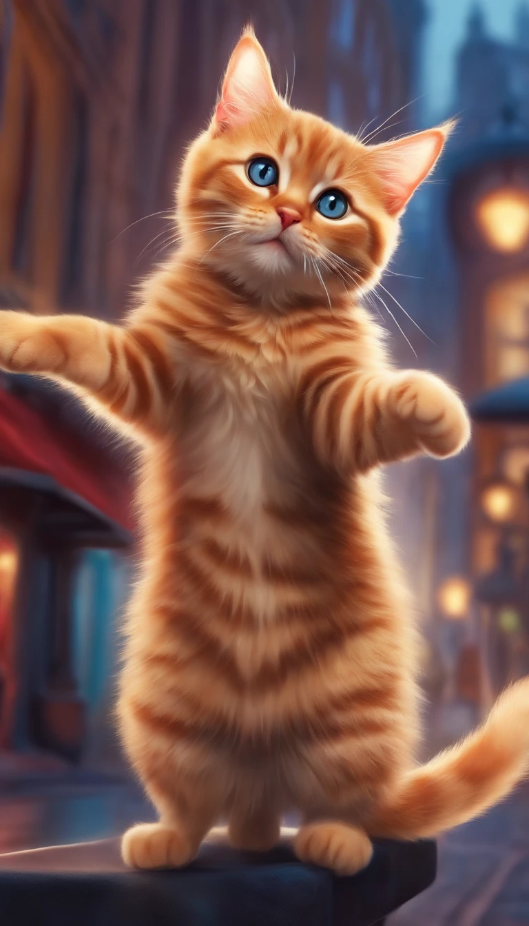 Cute cat,funny, city、Dancing