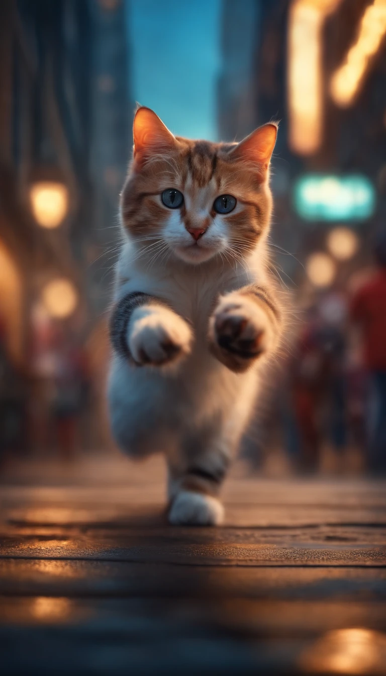 Cute cat,funny, city、Dancing