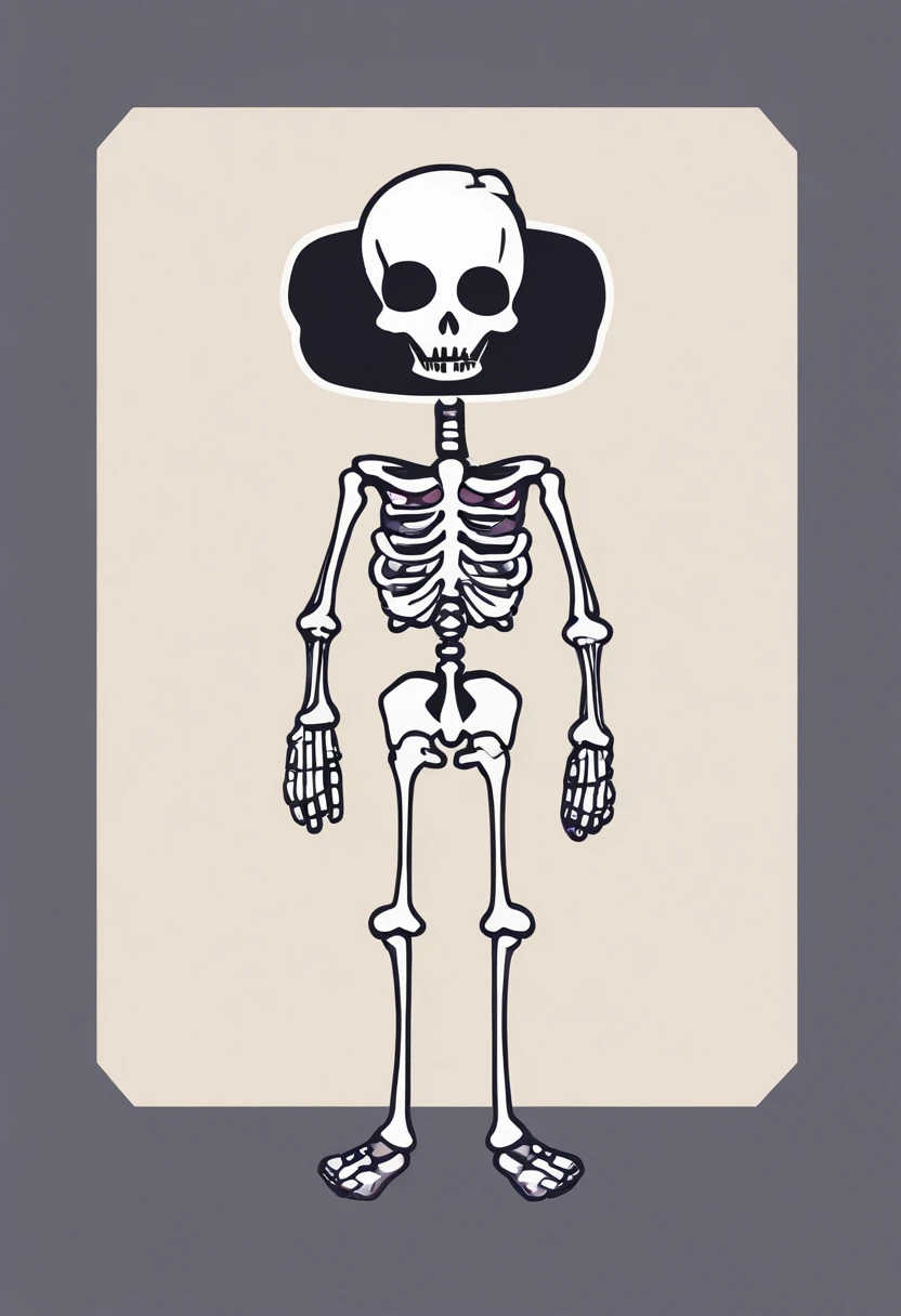 Sticker, Skeleton cute, contours, Colorful, vectorial, kawaii