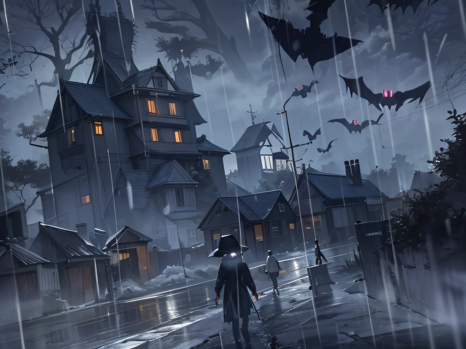 Day is terror,rainy sky,Spooky and terrifying