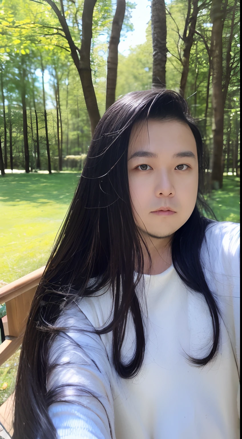 of a guy,long whitr hair,Black hair,Handsome,Deep eyes,full bodyesbian,Wear Hanfu,Black Hanfu,Black Buhan followed,Ancient wind,Contour light,The background is blurred out