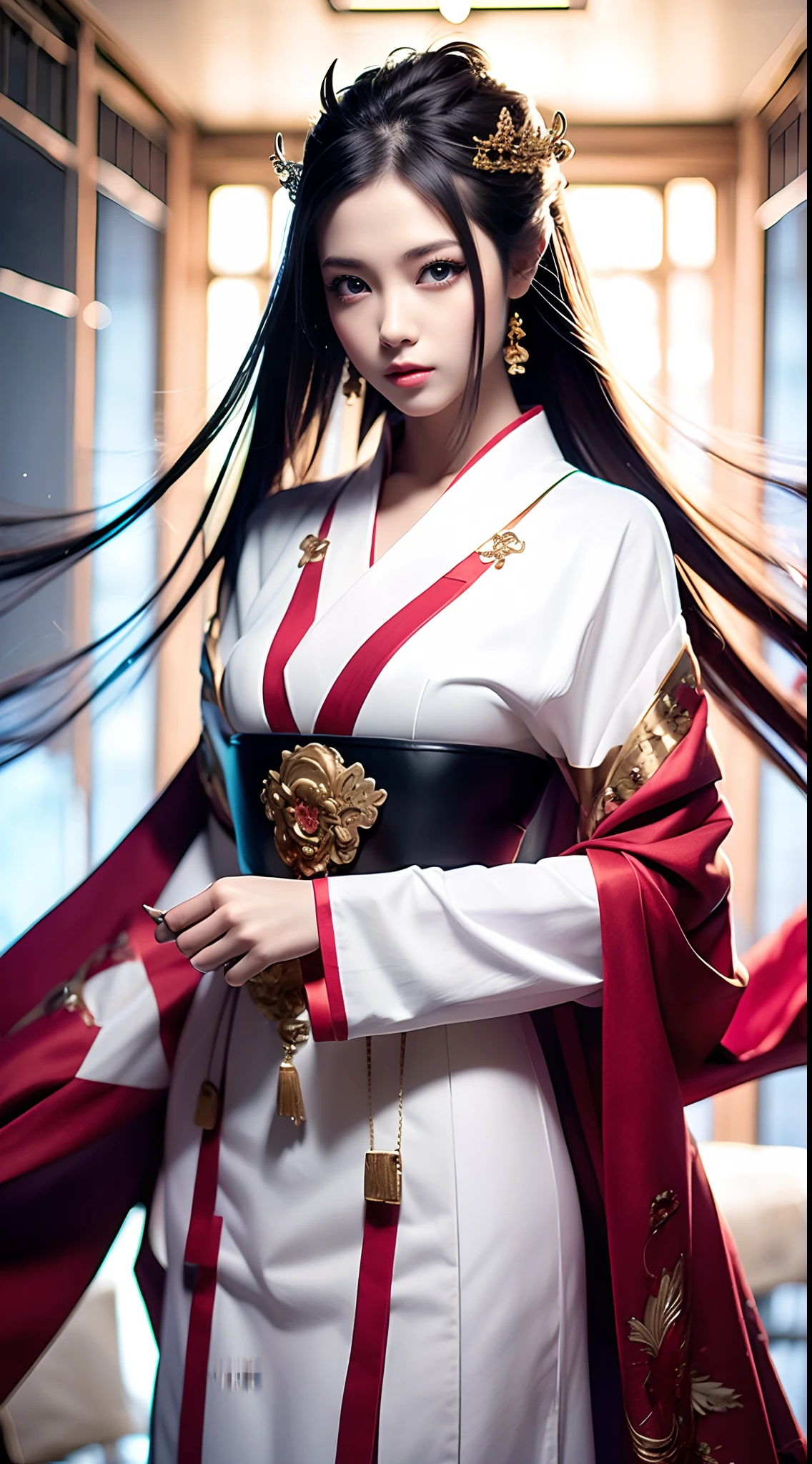 (RAW photo:1.2), (Photorealistic:1.4),Beautiful detailed woman,very detailed eyes and faces, A detailed eye, ultra - detailed, A high resolution, The is very detailed,best qualtiy,illustratio,unified,8k 壁纸,tmasterpiece,best qualtiy,1girll, ChineseGirl,Chinese looks,full bodyesbian,flowing robe,Super beautiful face, super beautiful eye,Flowing hair, Super beautiful face,Super beautiful eyes,Super beautiful hair,long and flowing hair,long whitr hair,Shawl hair,Simple hair accessories,full bodyesbian,Plain white dress,long yarn,Beautiful picture,gentleness,Casual pose