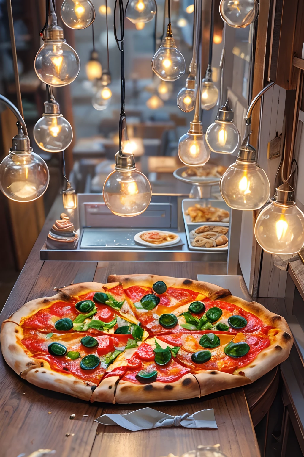 best qualtiy,真实感,Real lighting,delicacies,A pizza,It was delicious