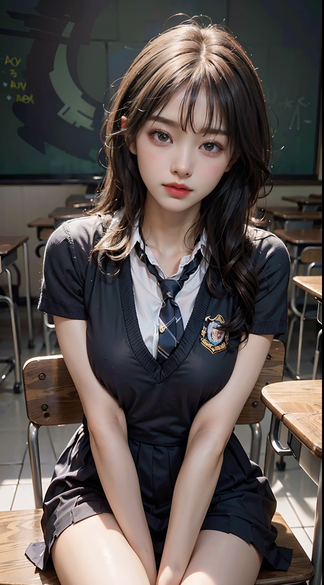 1 beautiful young girl, Super beautiful detail face, (Beautiful breasts:1.3), (Slender body:1.2), (Open-chested school uniform:1.3), double tails, pubick hair, Carmelto details, Classroom, (Fine face:1.2), conceptual art, High quality, Realistic, Extremely detailed CG unified 8K wallpaper, The is very detailed, High-definition RAW color photo, professional photoshooting, Realistic portrait, Cinematic light, Beautiful detailed, Super detail, High details, Sexy art, Open your legs,