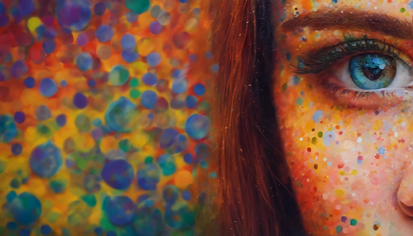 "(best quality,masterpiece:1.2),sharp focus,(vivid watercolor gradient,bright colors),(dreamy, ethereal),(multicolored background),(1 Australian girl)"