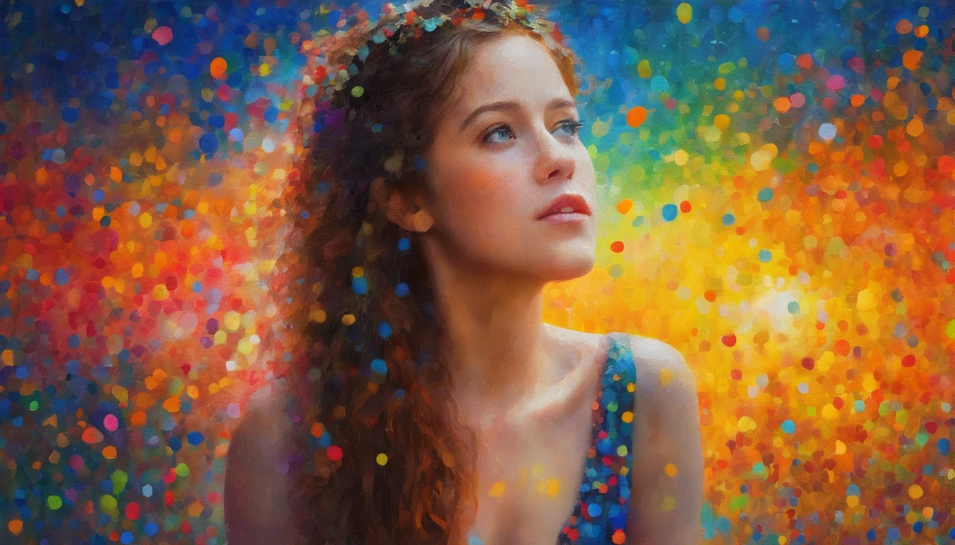 "(best quality,masterpiece:1.2),sharp focus,(vivid watercolor gradient,bright colors),(dreamy, ethereal),(multicolored background),(1 Australian girl)"