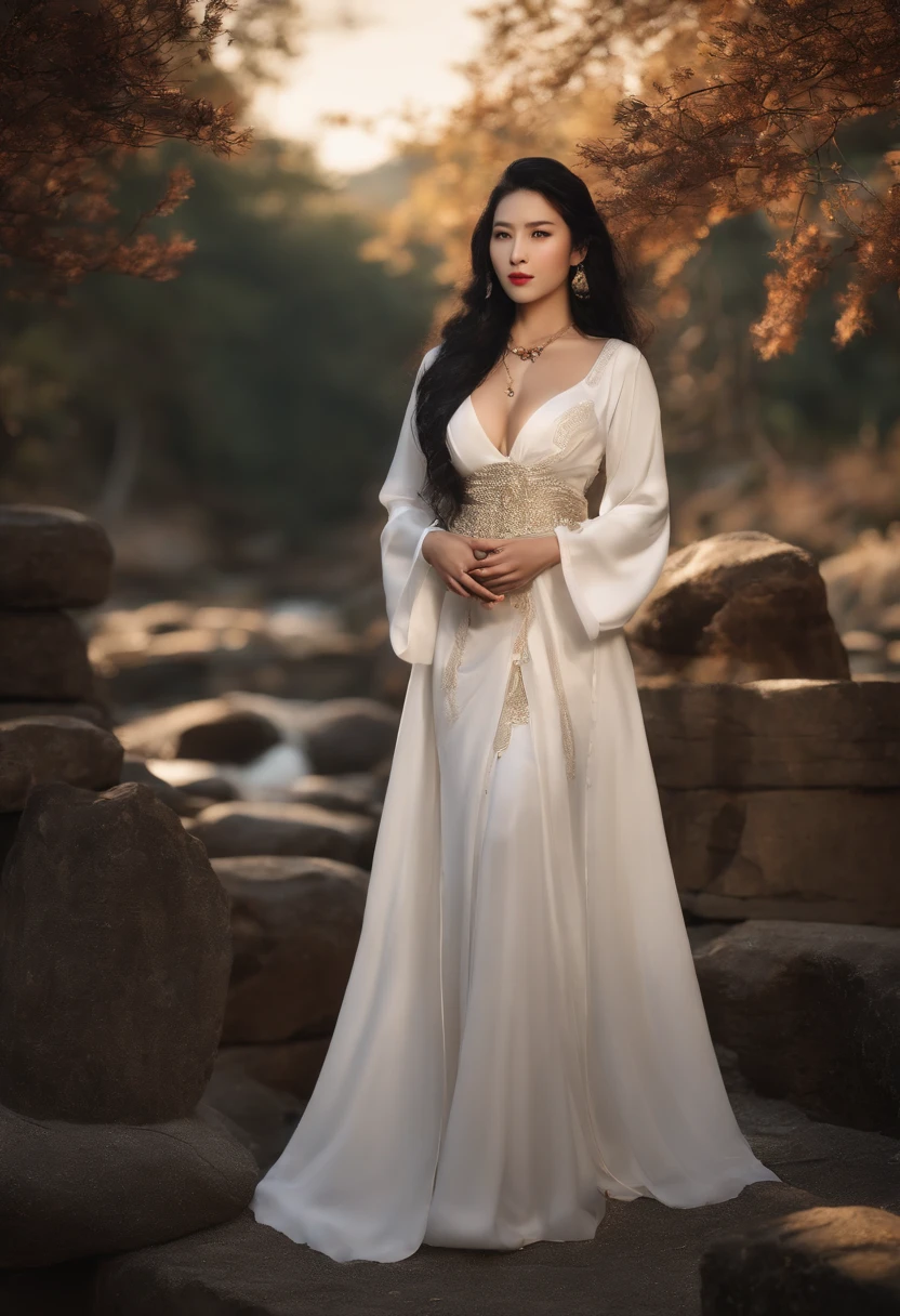 ,Faraway view,8K,tmasterpiece,rich details,1girll, solo person,Long black hair,long whitr hair,Black eyes,Japan Priestess,White witch dress,white clothes,plumw,huge tit,fat hips,sharp fingernails,Thick legs,Royal sister face,mature,grown woman,der riese,immensity,large tall,Strong,Muscle woman,musculous,Muscle giantess,gigantic ass,The chest is larger than the head,Exaggerated big ass,high and cold,apathy,Be proud,Whole body diagram,sharp talons,Sharp nails,Sharp teeth,Japanese witches,rays of moonlight,the night,Background Shrine,komono