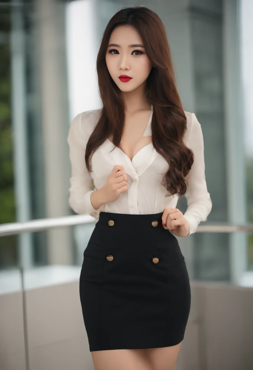 (逼真:1.2)、25-year-old beauty、Large open legs、Computer Classroom、Wearing black pin heels、(Wearing black stockings、Black Super Mini Skirt)、All Nude、huge tit、Nasty eyes、Semi-long hair、No jacket、