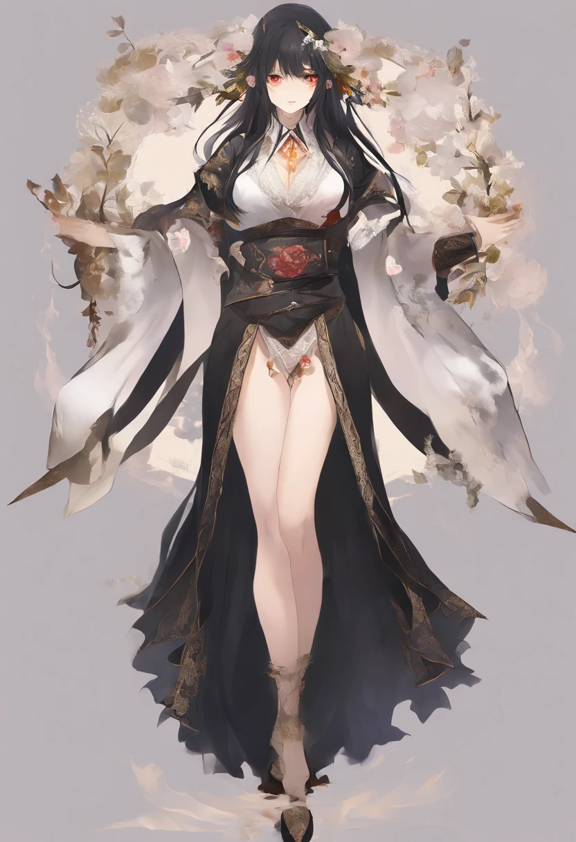 1girll, solo person,Long black hair,long whitr hair,Black eyes,Japan Priestess,White witch dress,white clothes,plumw,huge tit,fat hips,sharp fingernails,Thick legs,Royal sister face,mature,grown woman,der riese,immensity,large tall,Strong,Muscle woman,musculous,Muscle giantess,gigantic ass,The chest is larger than the head,Exaggerated big ass,high and cold,apathy,Be proud,Whole body diagram,sharp talons,Sharp nails,Sharp teeth,Japanese witches,rays of moonlight,the night,Background Shrine,komono,Japan kimono