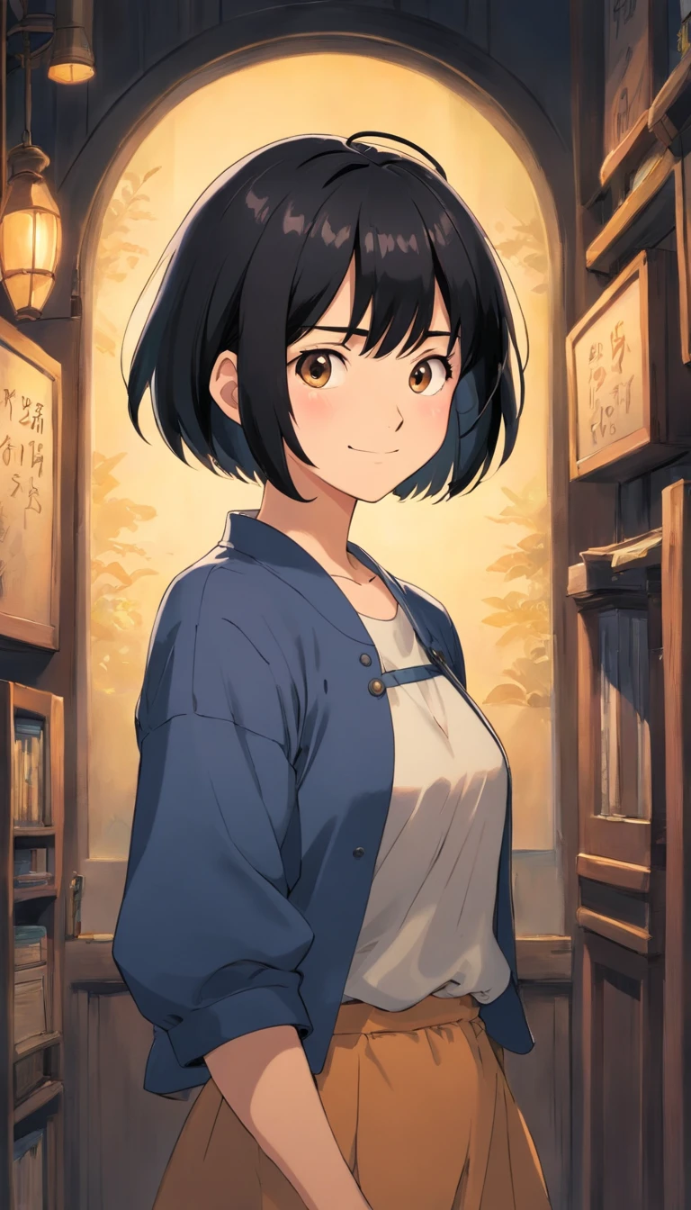 A type of girl who had a Mean attitude,short hair, unrespectful student,fake smile,not too beautiful,smart,black hair.