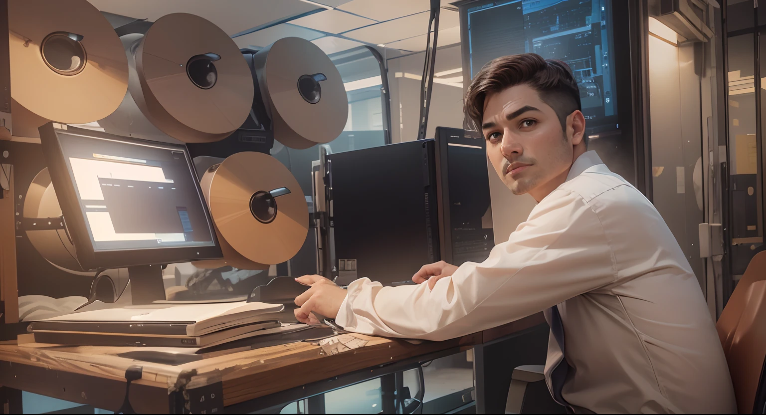 Realistic face,4k, background change office