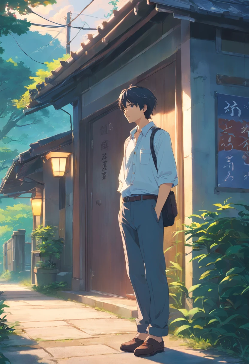 A rural man in a white shirt,wearing black cap The face is full of wrinkles,white haired Cangcang,Doubts shocked,Walking into the broken house with a bag at night,mystical aura, surreal atmosphere,(Chinese folk suspense, terroral, Supernatural comic book style), hyper qualit,hyper HD,4K